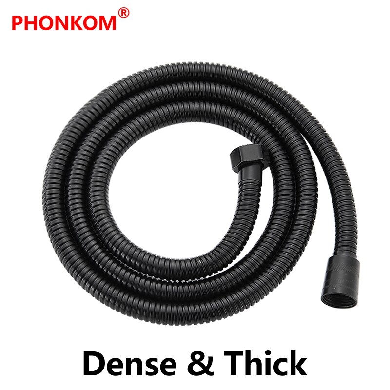 Phonkom Zwart Doucheslang 1.5M/2M Badkamer Handheld Douchekop Slang Flexibele Rvs Anti-Explosie buis Accessoires