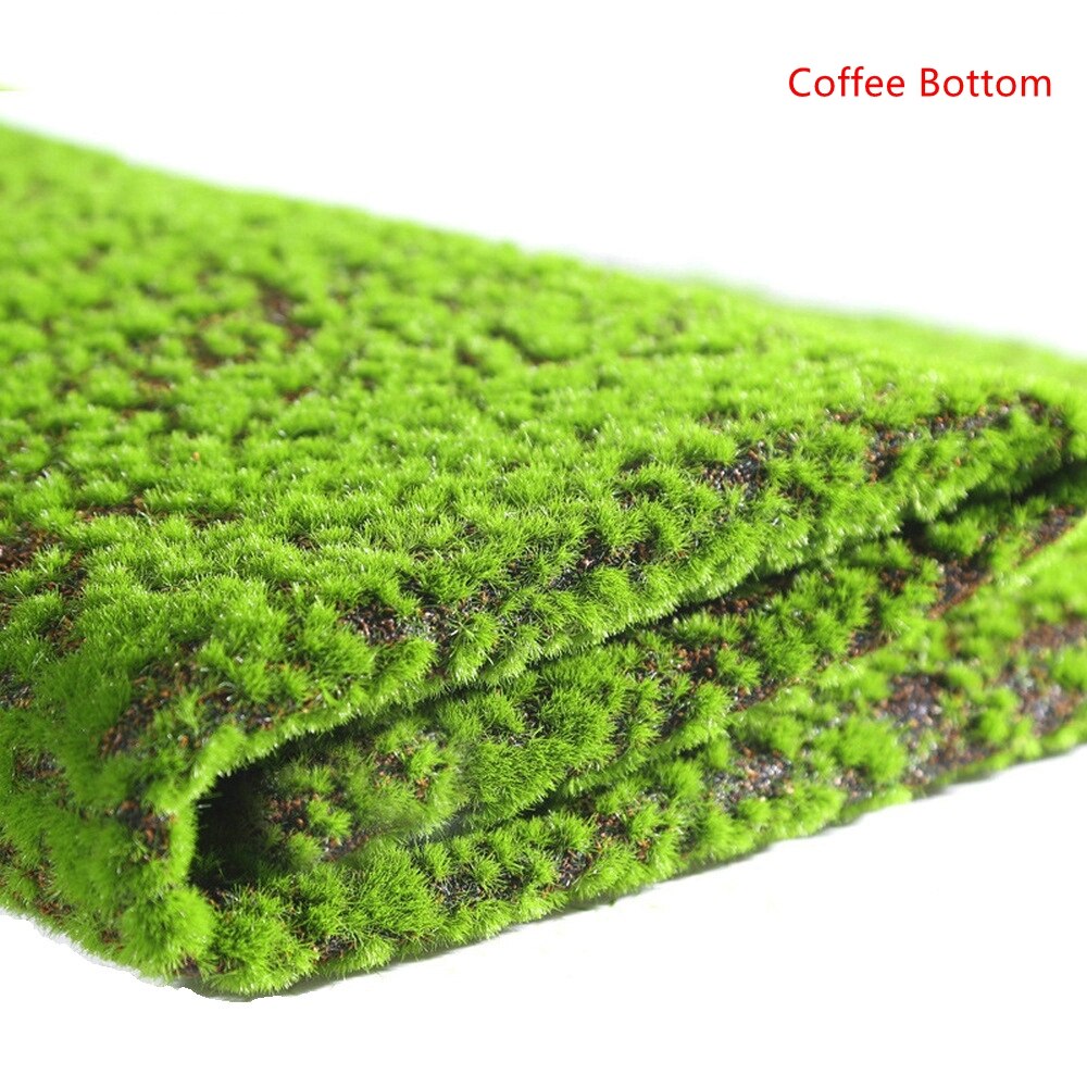 Kunstig græsmosmåtte simulation plante baggrund indendørs væg bryophyte green: Kaffebund