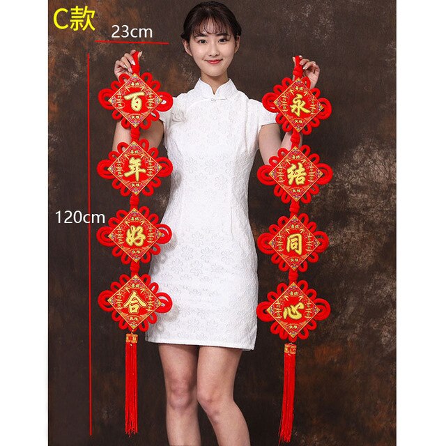 Rode Chinese Knoop Lente Festival Coupletten Hangers Chinese Jaar Decoraties Geluk Diy Wedding Lucky Gunstige: Style-1