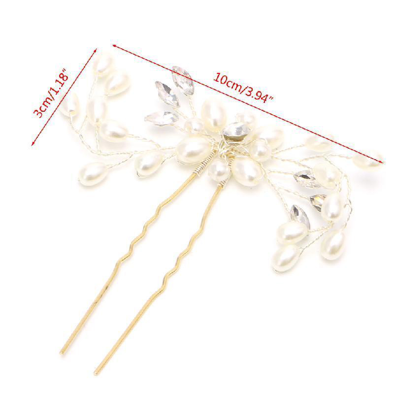 Mode Parel Broodje Vrouwen Hoofdtooi Handgemaakte Twisted Kralen Bruid Strass U-Vormige Pin Bridal Wedding Haar Sieraden Accessoires