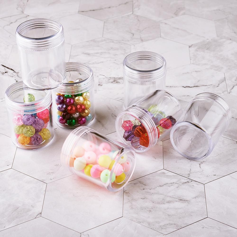 10pcs Clear Plastic Bead Containers Cosmetic Samples Container Pot Jars with Screw Lids Jewelry Packaging Nail Beads Storage Box