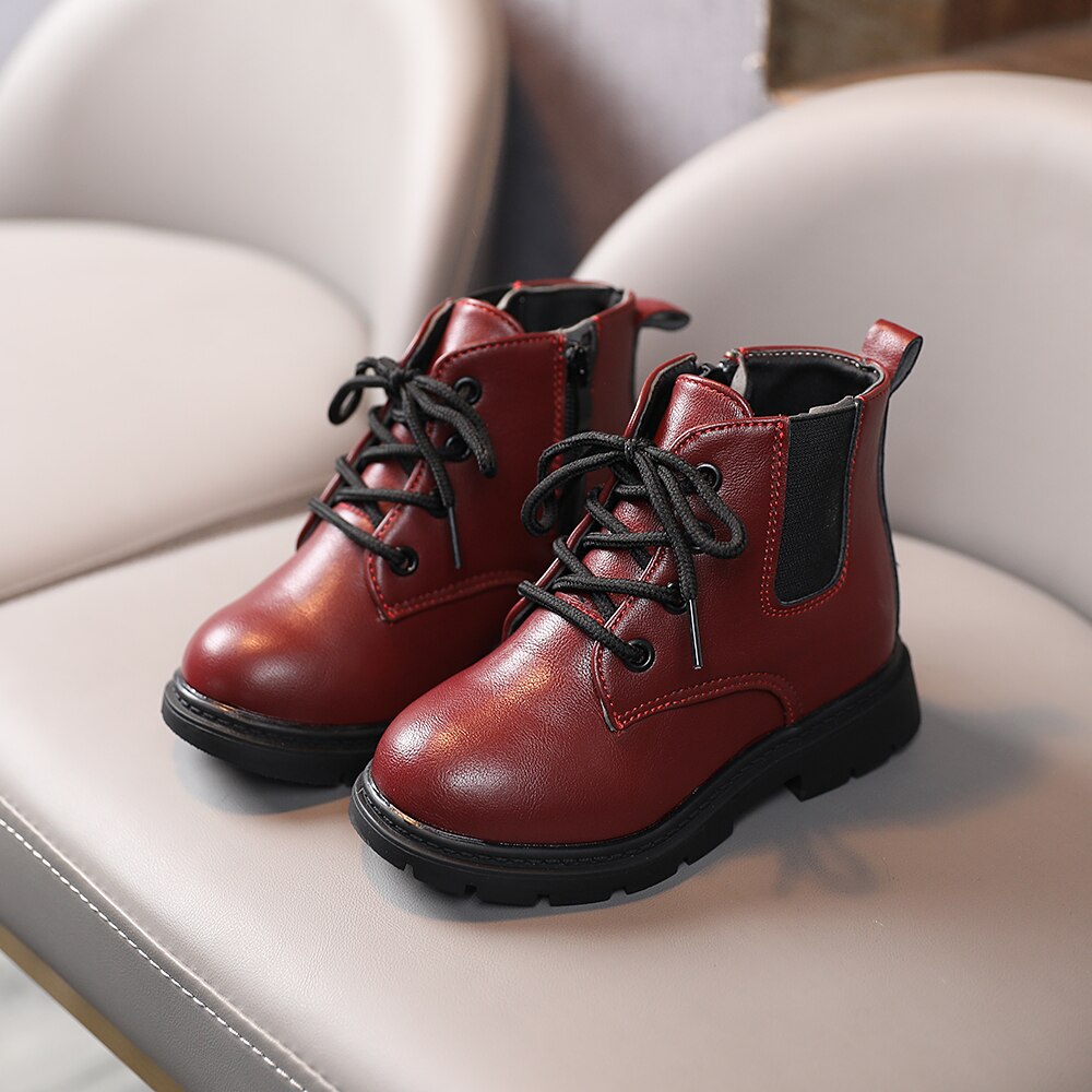 Comode scarpe da bambina per bambini stivali da bambino in gomma scarpe autunno stivali da bambina casuale di nuova moda per scarpe da bambino 21-30: 617 vino rosso / 5
