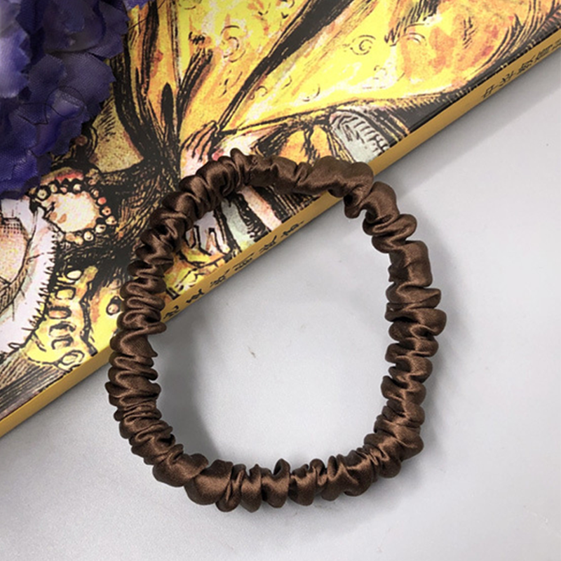 Silk Women's Hair Scrunchie Hairband 1cm wide Elastic Band Ponytail Holder Hair Accessories: army green