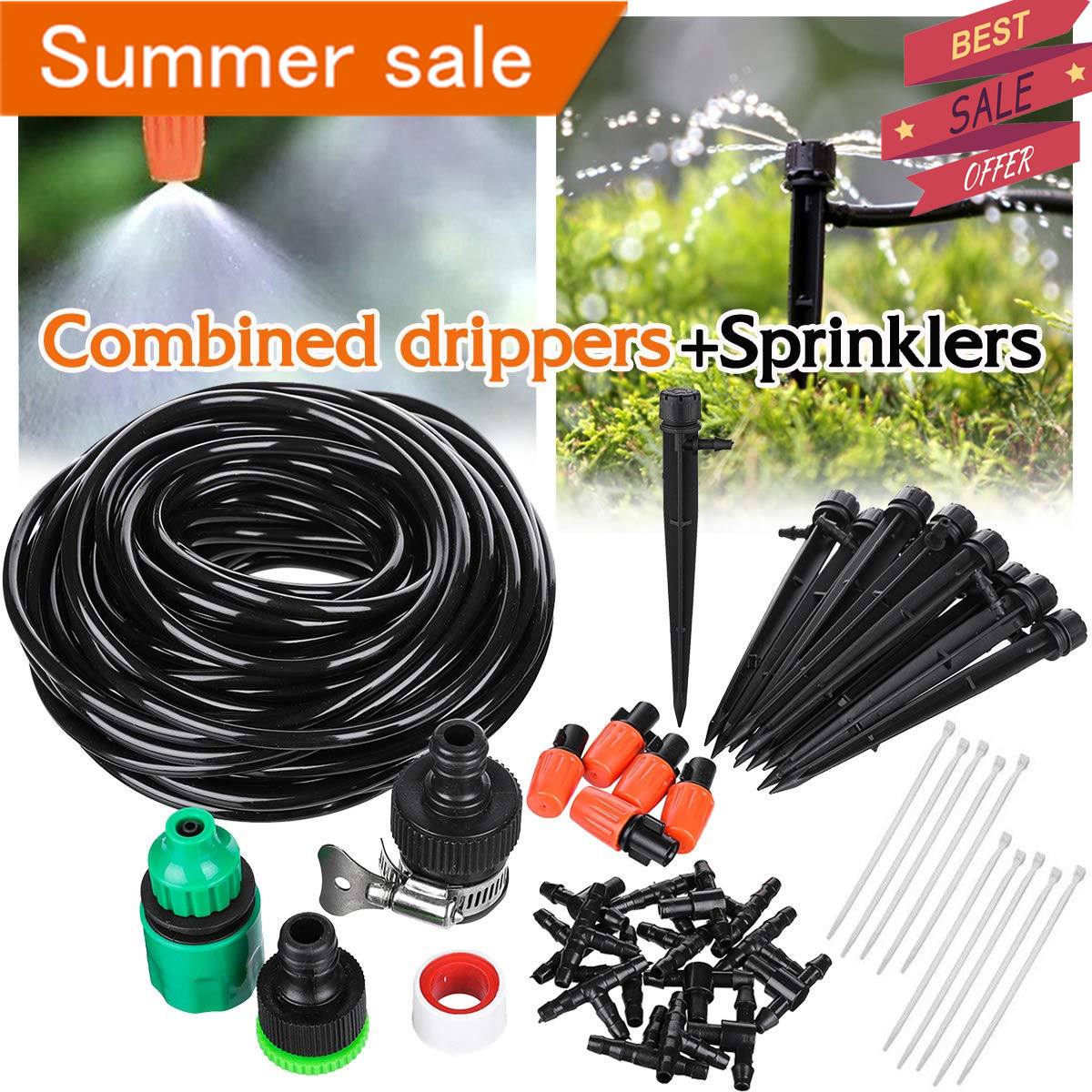 40M DIY Hose Drip Irrigation System 360 Degree Adjustable Sprinkler Kit Garden Watering Inserting Ground Micro Flow Dripper