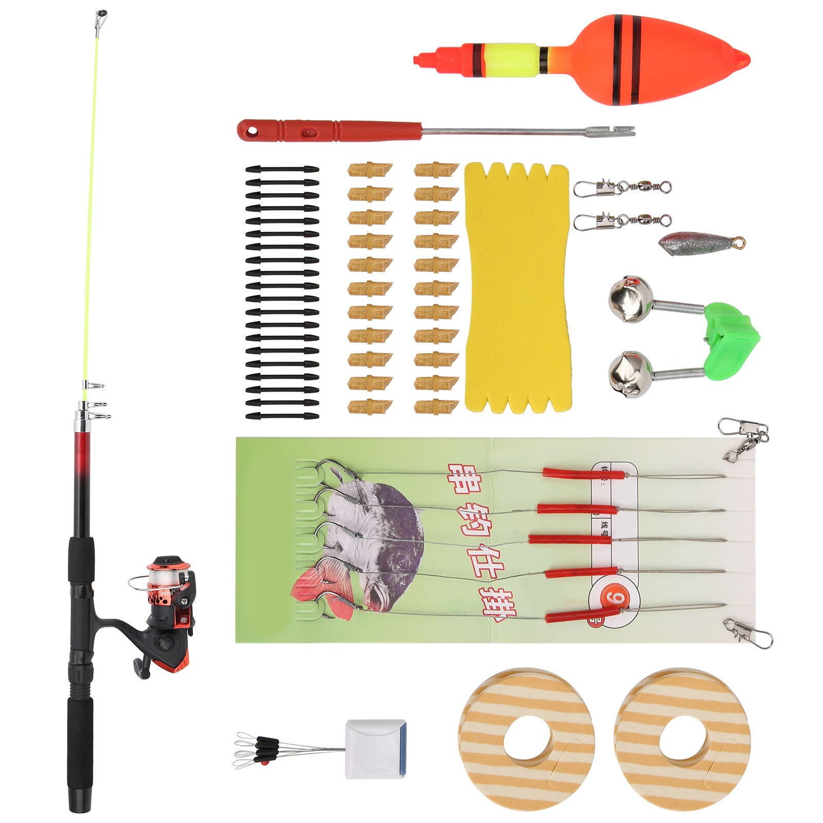 1.65M Fishing Rod Full Kits with Telescopic Fishing Rod and Fishing Reel Baits Hooks Saltwater Freshwater Travel Pole Set