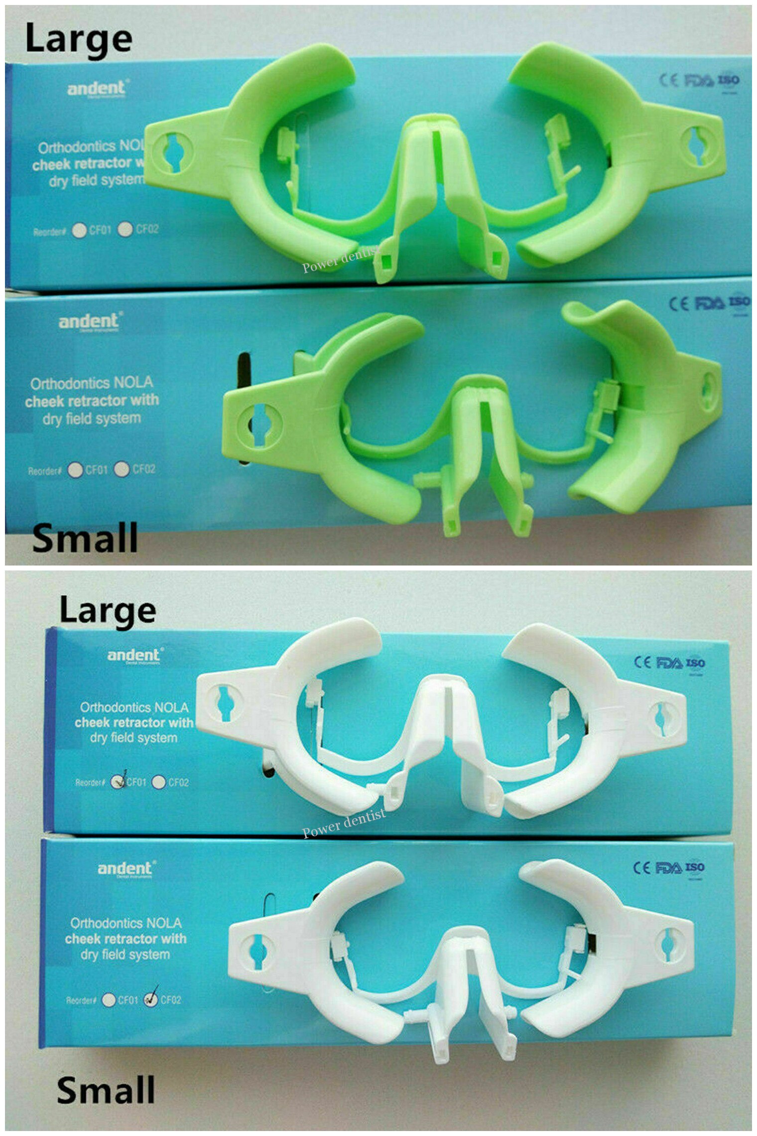 Écarteur de lèvres et de joues, 1 pièce, ouvre-bouche, dentisterie, champ sec, blanc/vert
