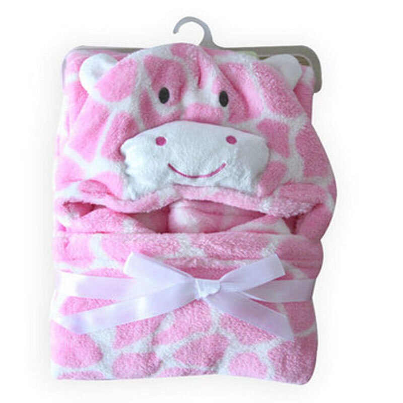 0-2 Years Old Spring and Autumn Animal Shapes Yellow Lions / White Dog / Pink Cow / Pink Pig Flannel Cloak Monolayer FTRQ0005: Pink cow