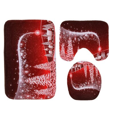 3 pcs/set Cartoon Christmas Toilet Rug Mat U-shaped Toilet Seat Mat Santa Claus Rug Carpet For Bathroom And Toilet tapis pour wc: shengdanxueshu