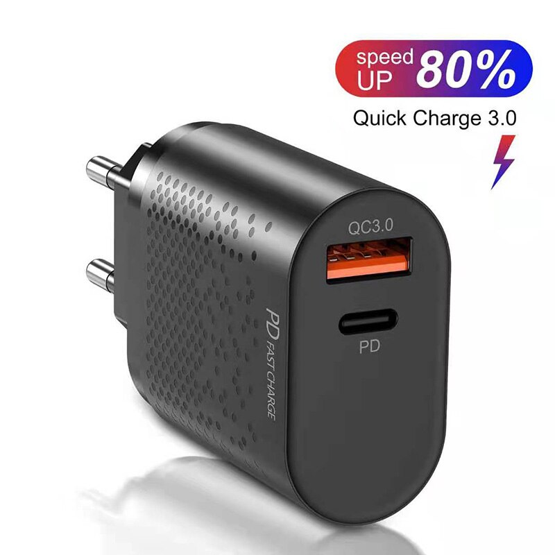 20W USB Type C Plug 3.0 QC PD USB Charger 3A Quik Charge Mobile Phone Charger For iPhone 12 Samsung Xiaomi Fast Wall Chargers