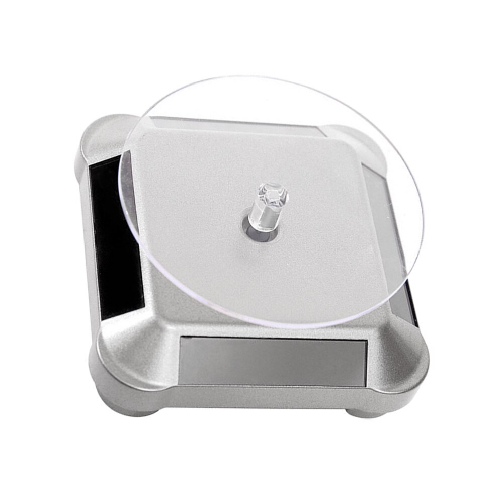 Solar Energy Electric Rotating Display Stand Tray Jewelry Accessories Prop Stand Phone Display Stand Battery Included(Golden): Silver