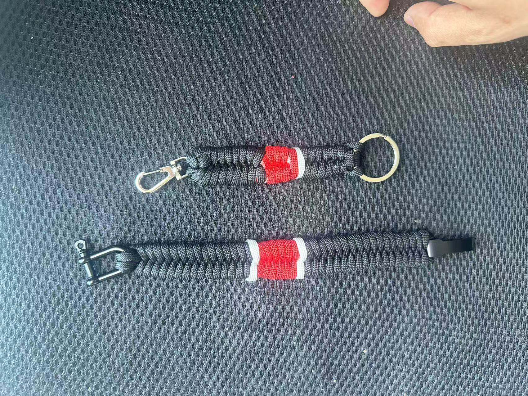 Brazilian Jiu-Jitsu Ranking Parachute Rope Set Adjustable Metal Carabiner and Keychain Outdoor Survival Camping Climbing: black