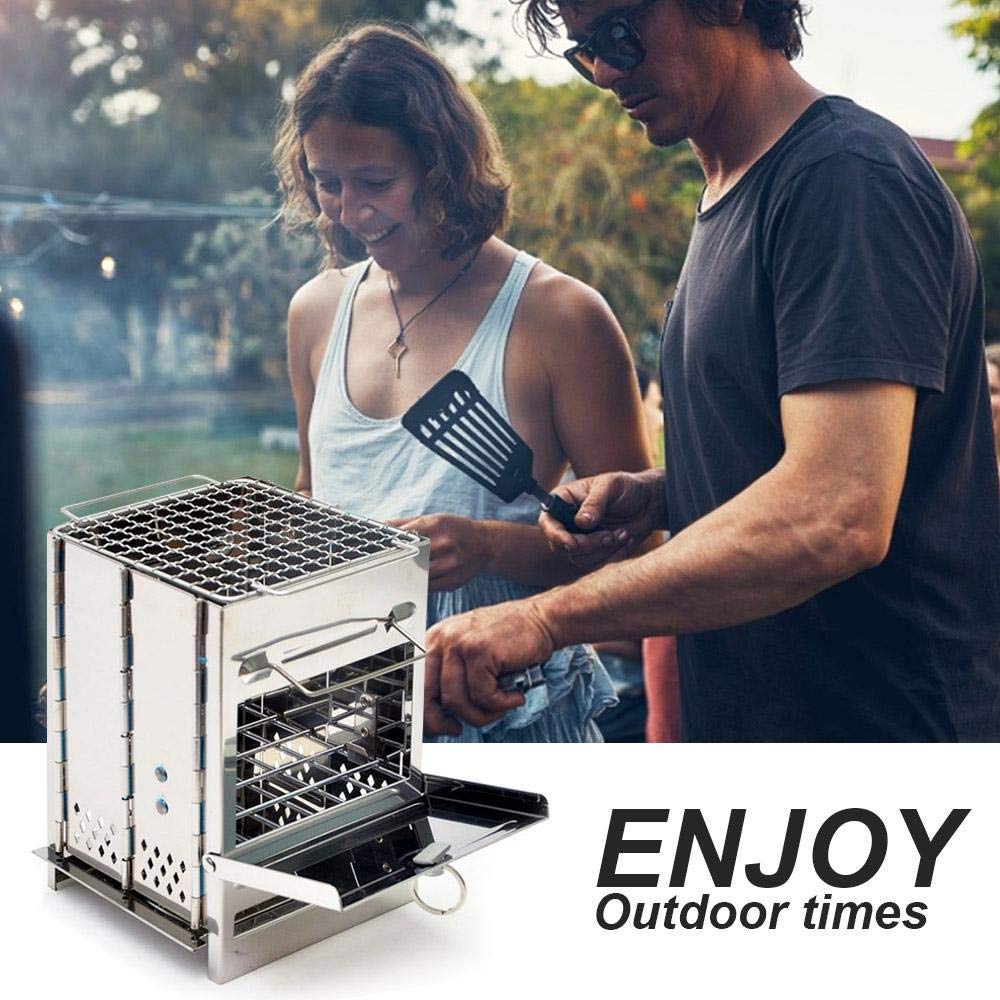 Portable BBQ picnic stove Stainless steel wood stove BBQ Grills Small Folding grill wood charcoal stove