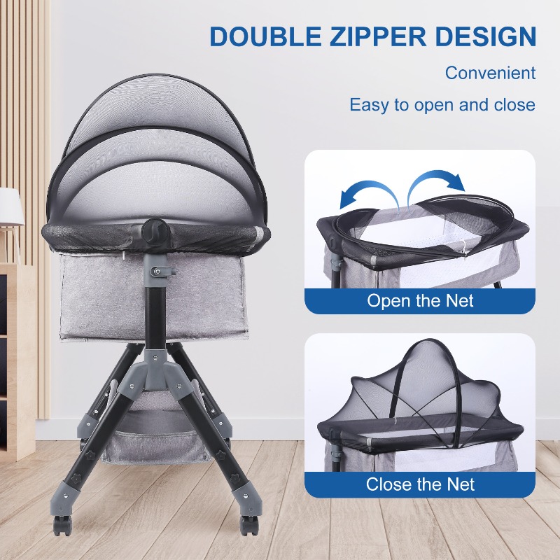 Bassinet Cover Mosquito Net Cover Bassinet Bedside Sleeper Travel Crib To Keep Cats Baby Out Breathable Stroller Net with Zipper