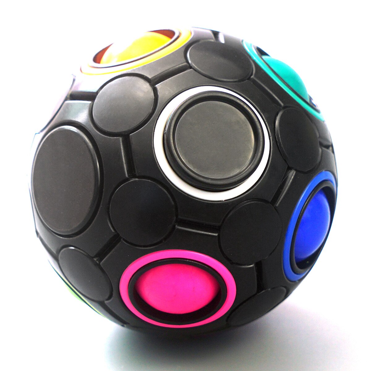 Benqing Draaibare Regenboog Ball Brain Power Vinger Voetbal Kinderen Stress Relief Speelgoed Vingertop Regenboog Bal Magische Bal WF229: Black