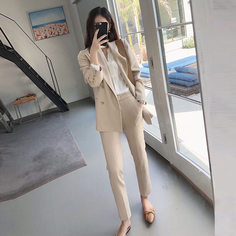 Women business suits formal office suits work Casual long sleeve suit jacket female Women's Pants Set Women's Set