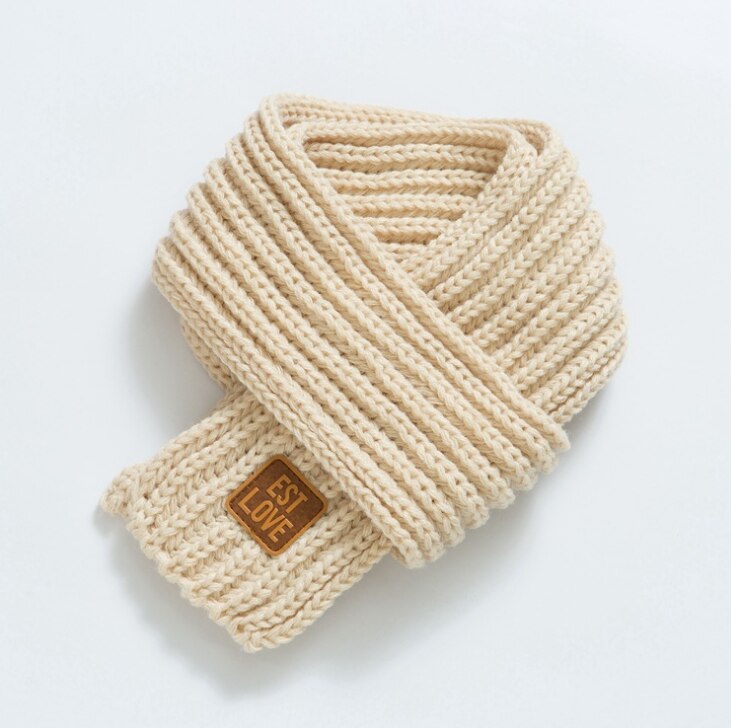 Winter warme baby gebreide sjaal kinderen jongens meisjes breien effen sjaal halskraagwarmer sjaals accessoires: Beige