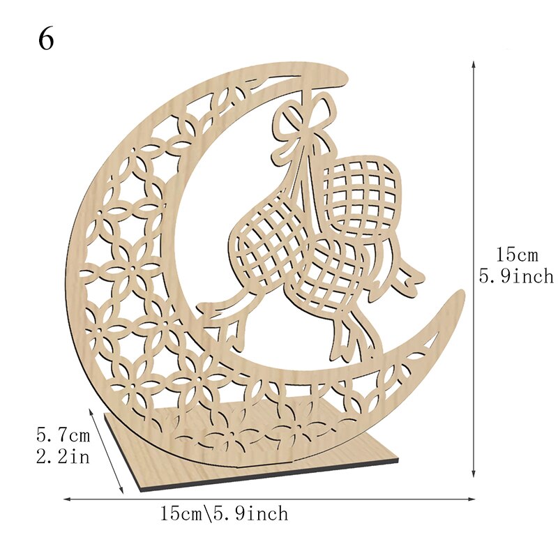 Eid Al-Fitr Decorations Wooden Crafts Carving Home Decorations Detachable Decorative Cartoon Handicraft Ornaments: 6