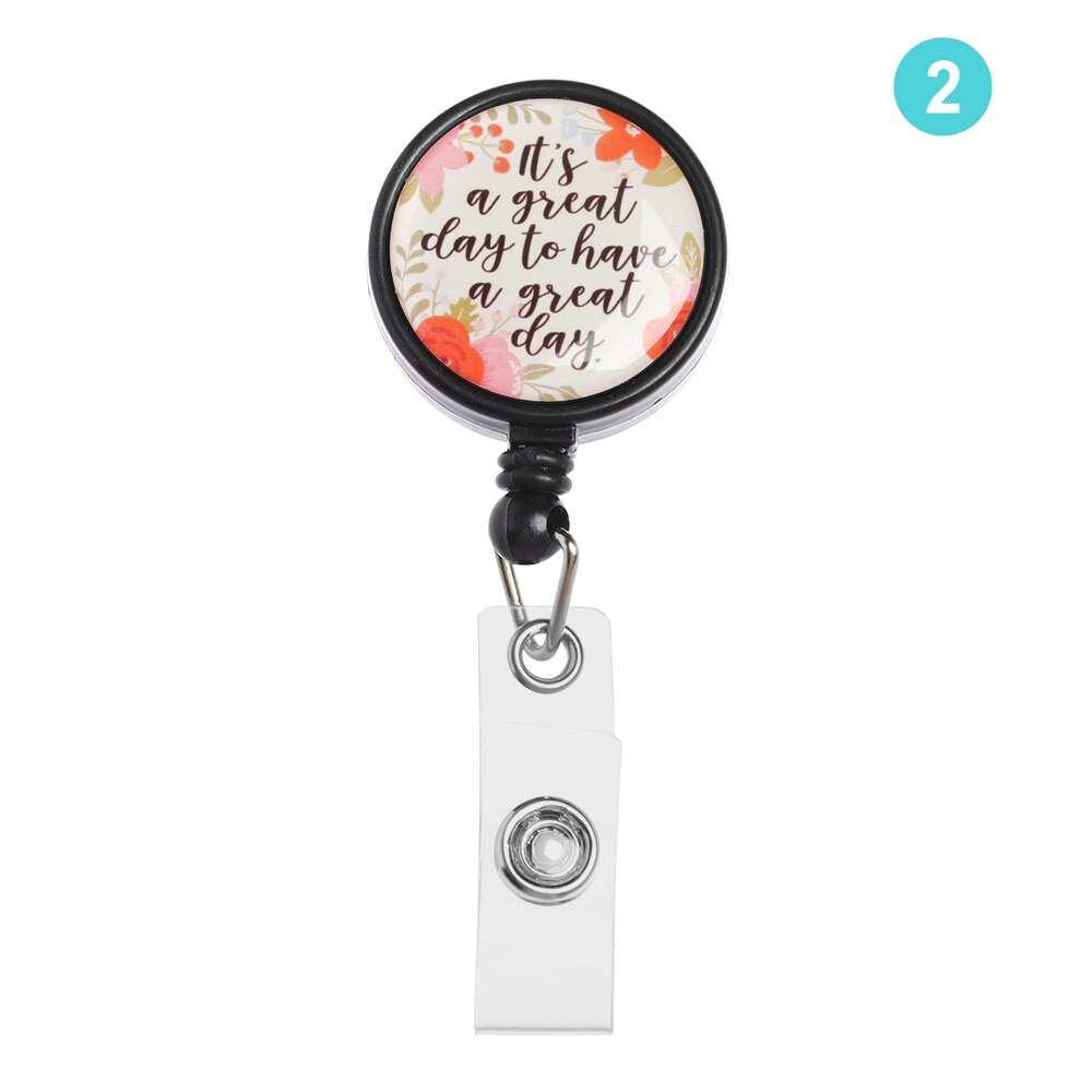 Retractable Nurse Badge Reel Clip Flower Pattern IC Name Card Badge Holder Nurse ID Name Card Unisex: 2