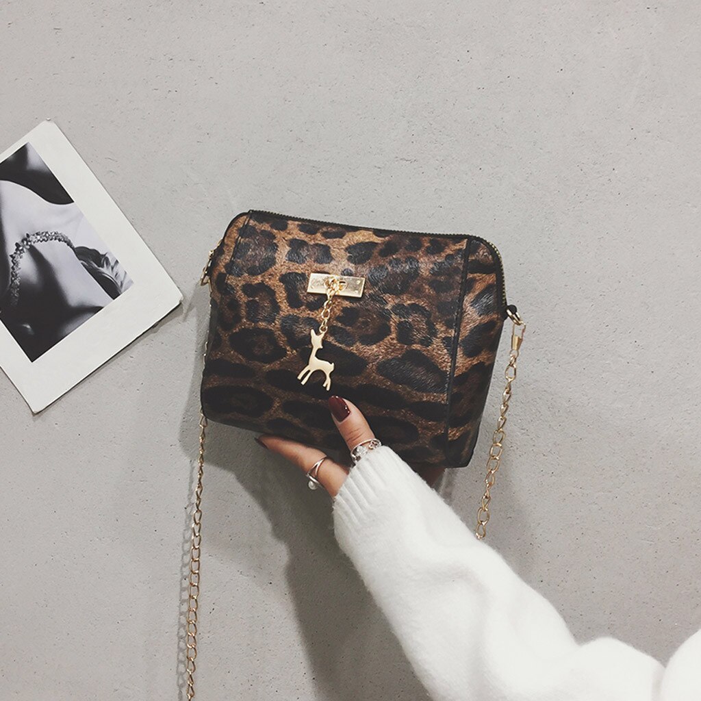 Frauen Leopard drucken Kitz Anhänger Hülse Schulter Tasche Leopard tasche taschen für frauen Umhängetasche taschen frauen #15