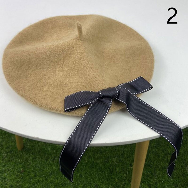 1Pcs Vrouwen Mode Vrouwen Zachte Boog Elegante Baretten Winter Warme Muts: 2