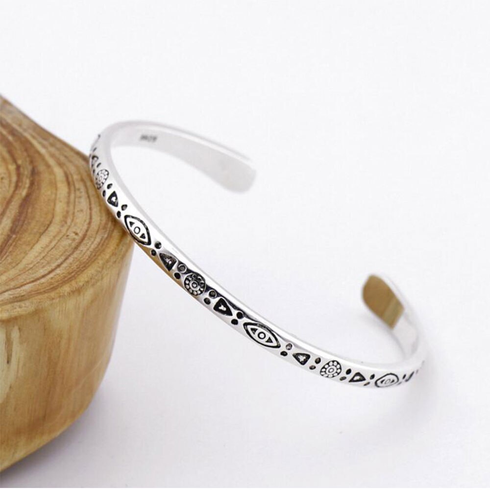 Anenjery Vintage 925 Sterling Thai argent 3 modèles à la main poisson sculpté manchette Bracelets et Bracelets S-B83