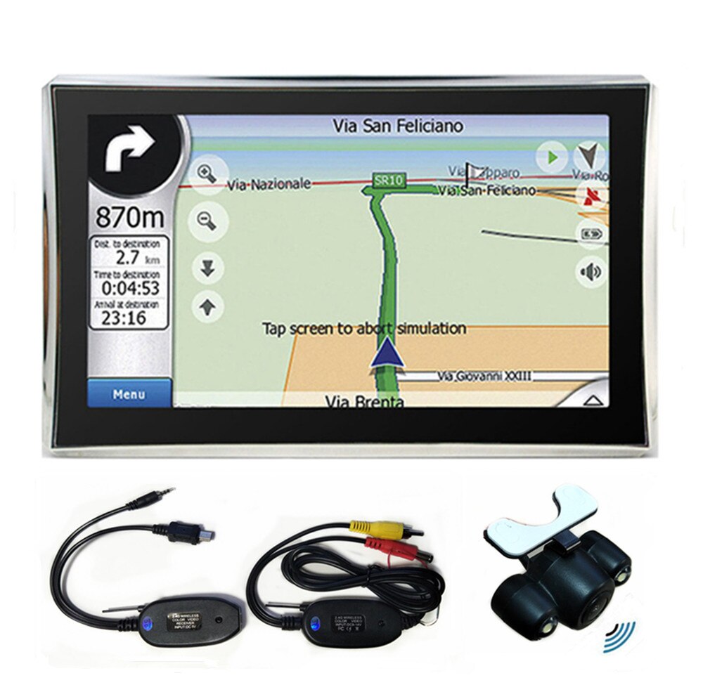 7 inch Auto GPS Navigatie 8 GB Sat Nav met gratis kaarten, draadloze achteruitrijcamera omkeren parkeerhulp optioneel