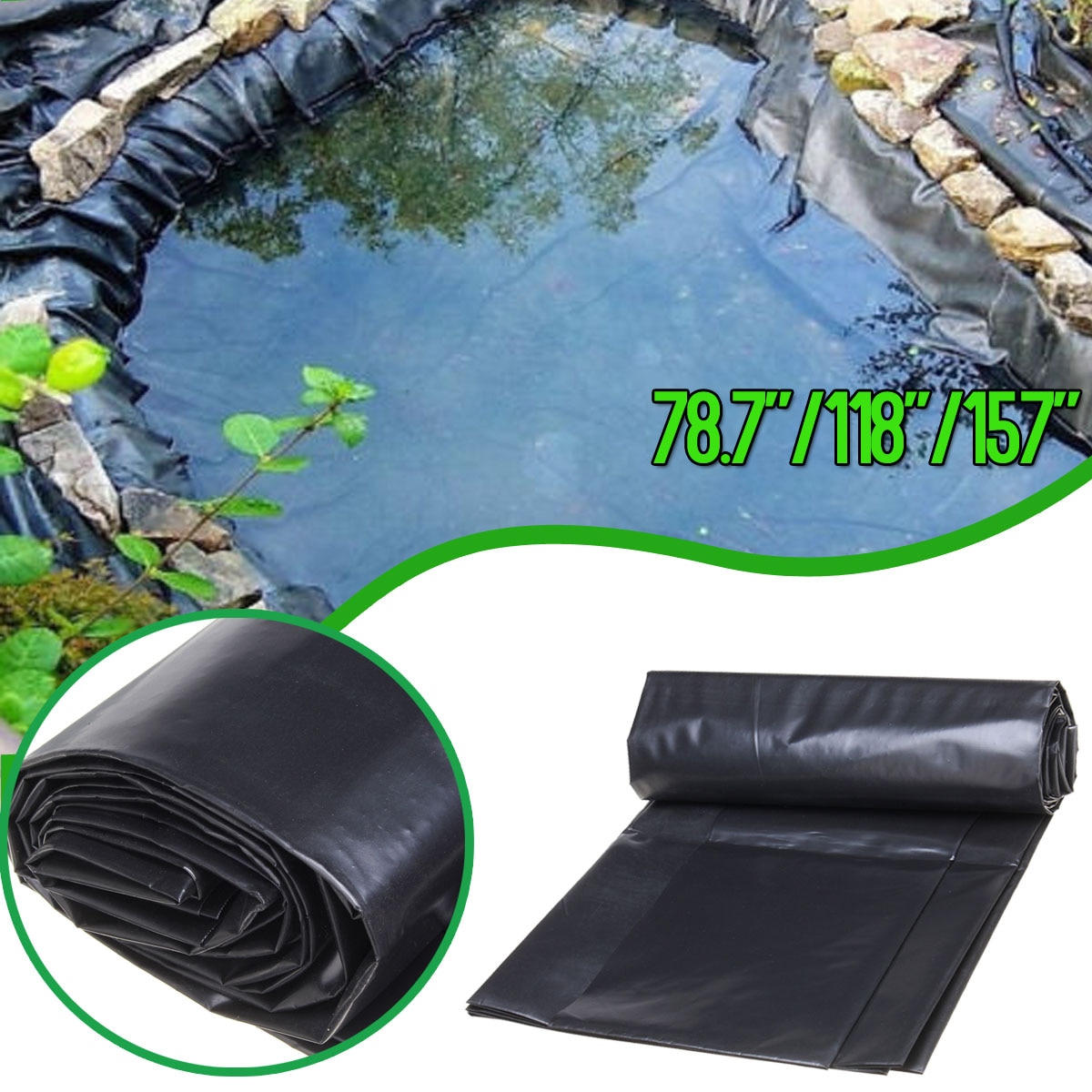 3 Size Fish Pond Liner Gardens Pools 13ft HDPE Large Fish Pond Liner Gardens Landscaping Pools Membrane Reinforced