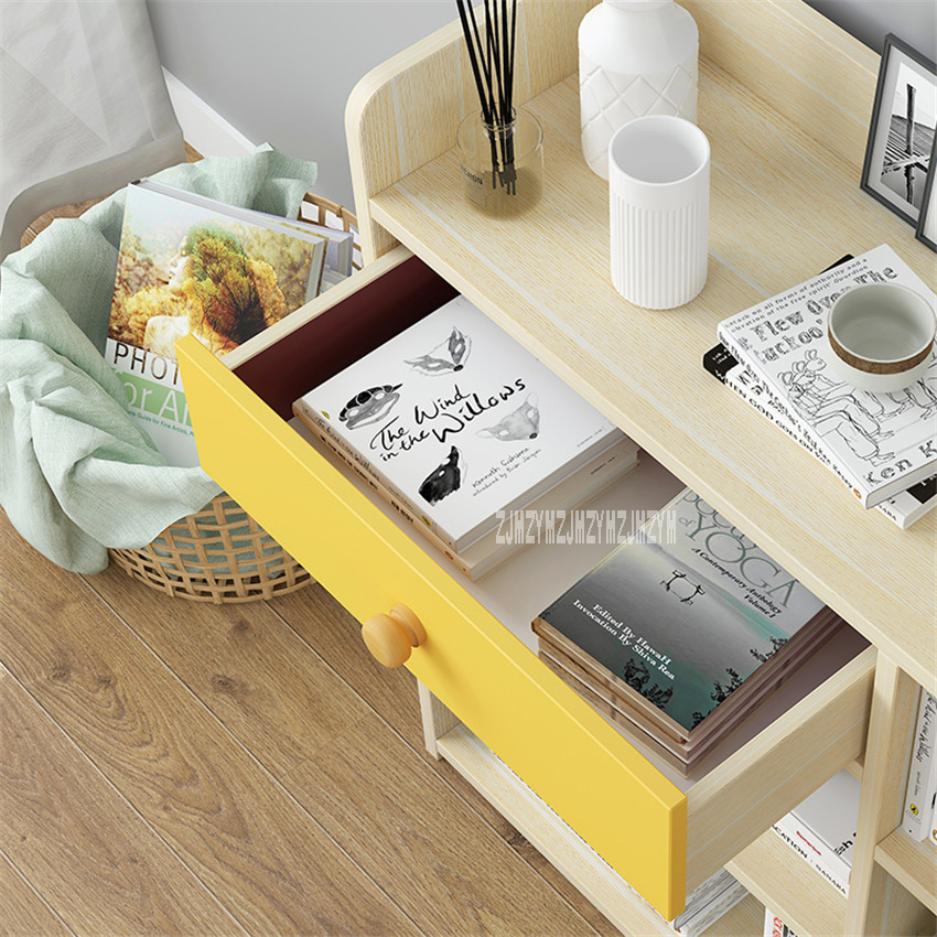 D4417 Modern Simple Bookshelf Multifunctional Bedroom Wooden Bookcase Economical Multi-Layer Book Cabinet With Drawer
