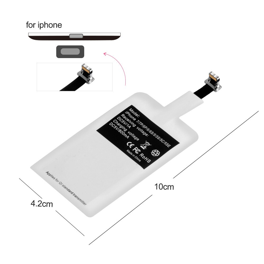 Draadloze Oplader Ontvanger Voor Iphone 7 6 6 S Plus 5 S 5 Se Qi Opladen Adapter Usb Micro Type C Voor Samsung Galaxy J7 J3 J6 S5 A50: For iPhone