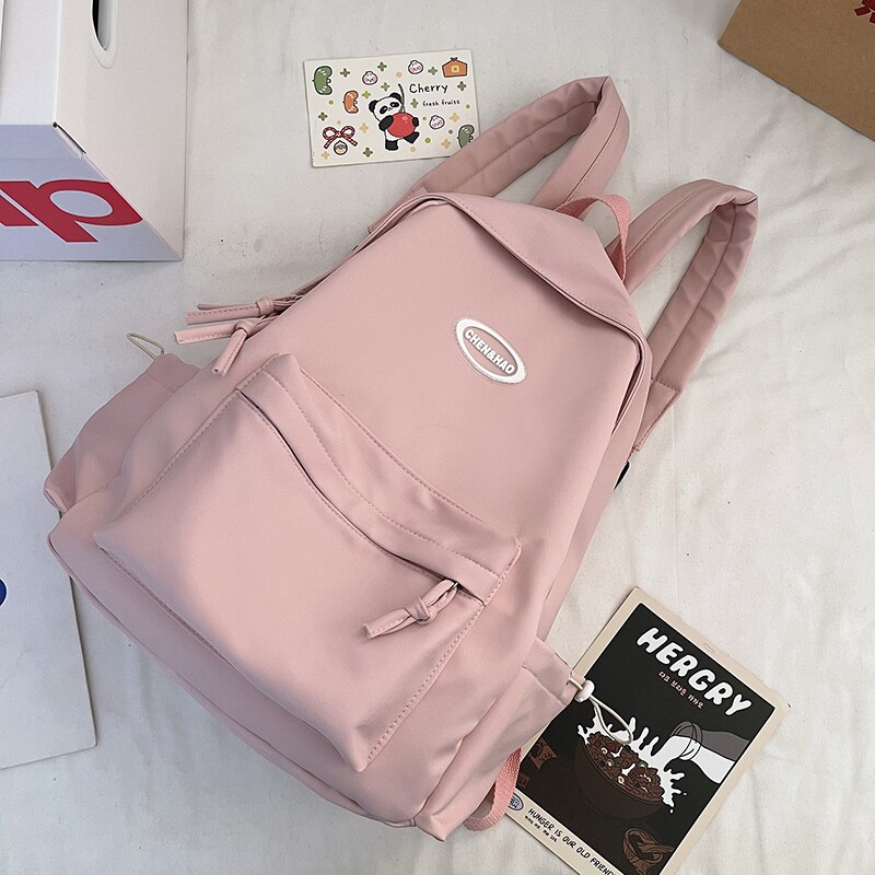 Kobiety plecak nastoletnie dziewczyny Kawaii nylon tornister kobiet student torba na ramię tornister koreańnarty styl stałe Bagpack książka Mochila: różowy / nie pendant