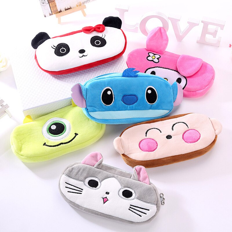 FUDEAM Soft Plush Cartoon Women Long Coin Purse Cute Zipper Girl School Stationery Pencil Case Usb Cable Storage Bag Key Wallet