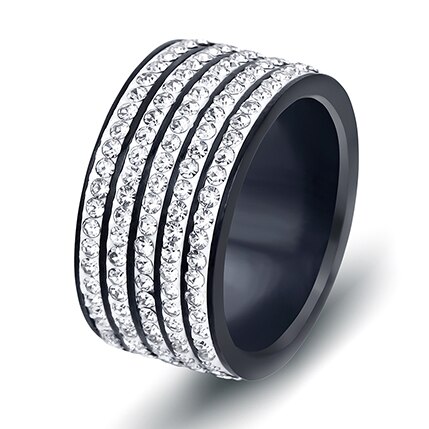 Offre spéciale pistolet noir plaqué femmes bijoux Cool 5 rangées en acier inoxydable anneau noir: 8 / Black