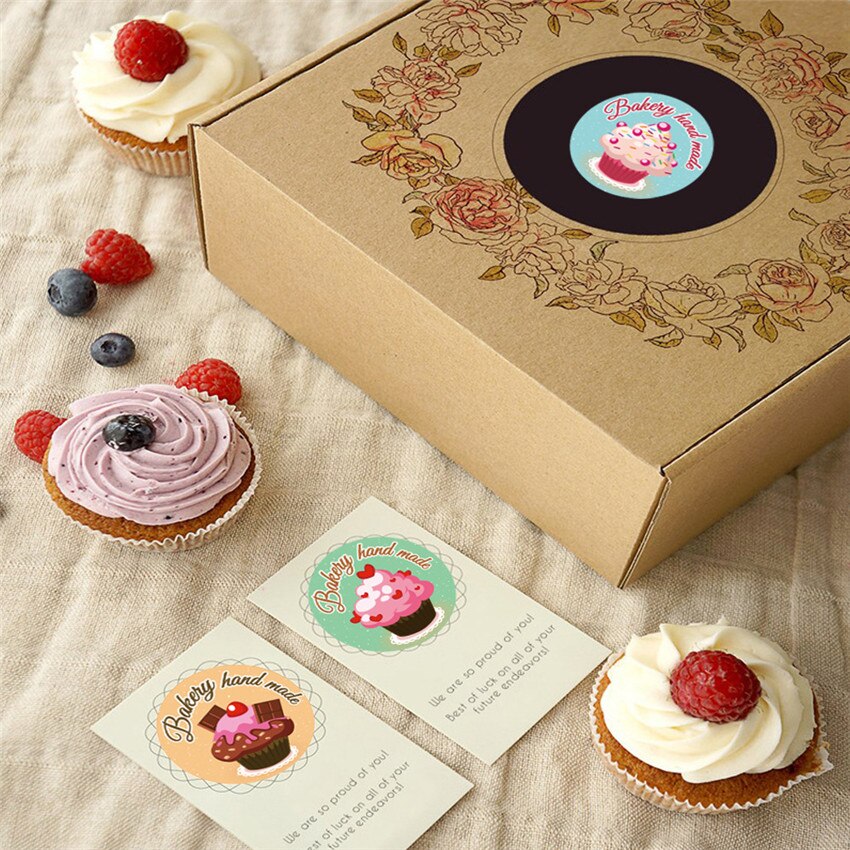 100-500pcs Delicious cake Bakery hand made Stickers Packaging Seal labels Thank You Stickers Birthday Scrapbooking Stickers