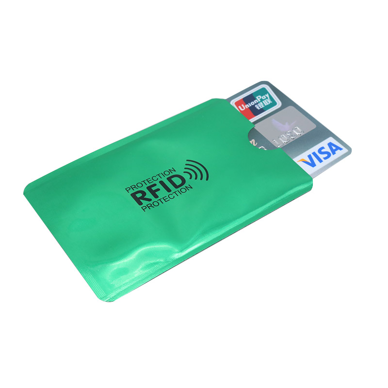 100 stk mix anti rfid tegnebog blokerende læser lås bankkort indehaver id bankkort beskyttelse metal kredit nfc holder aluminium: Vandgrøn 100 stk