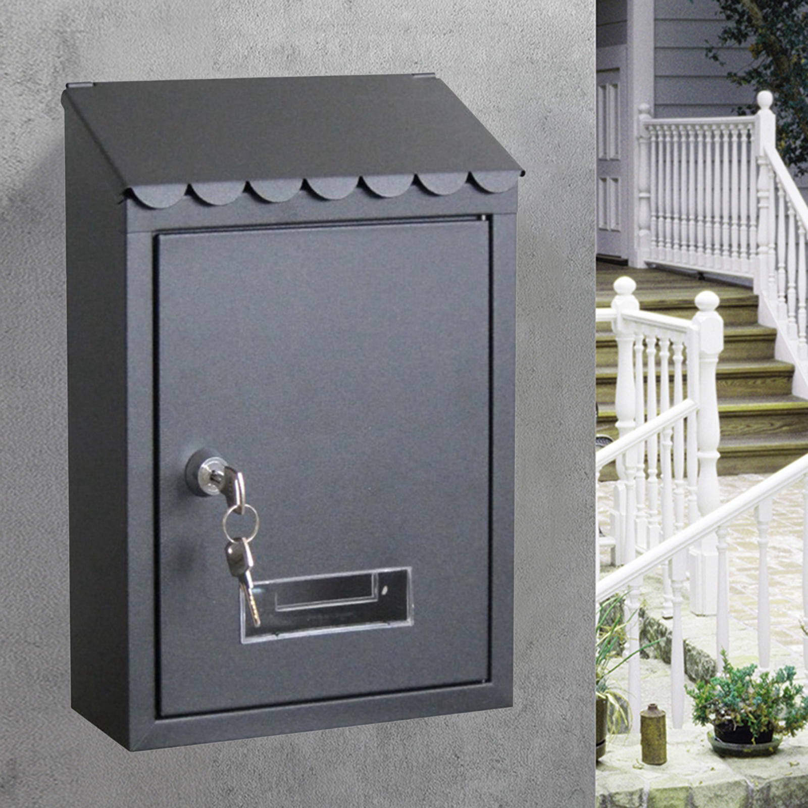 Rust-proof Mailbox Wall Mount Post Lockable Mail Box Office Box Case: Black 1