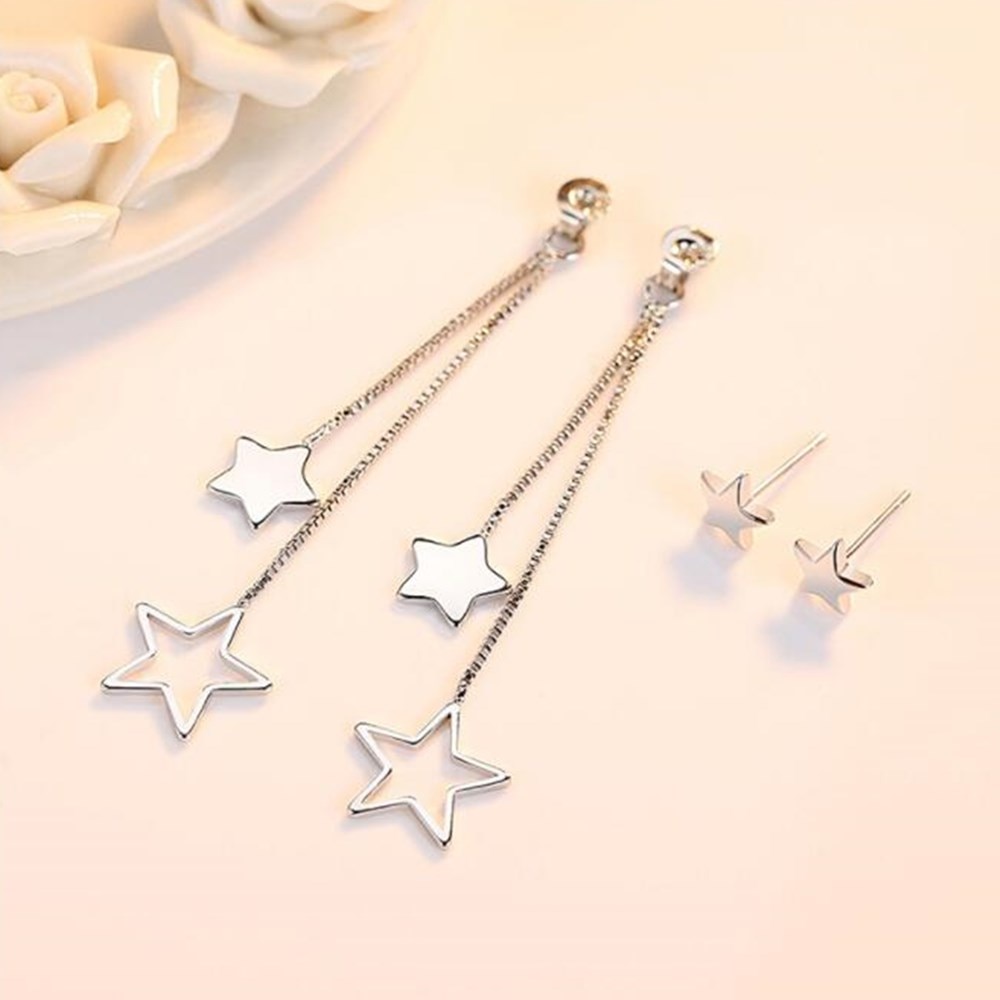 NEHZY 925 sterling silver Jewelry Woman Earrings Retro Pentagram Long Tassel Hanging Earrings