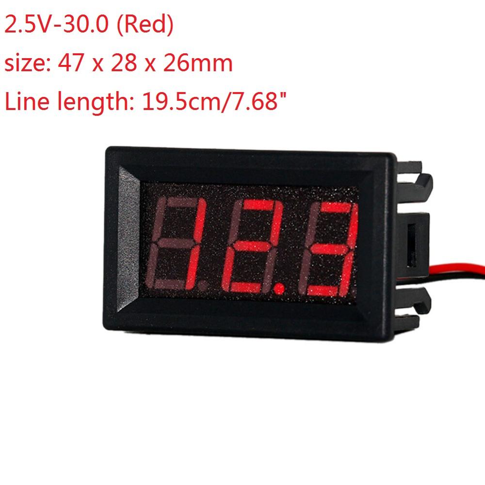 Mini Voltmeter Tester Digital Voltage Meter Voltage Test Battery DC 2.4V-30V 2 Wires for Motorcycle Car LED Display Gauge: e