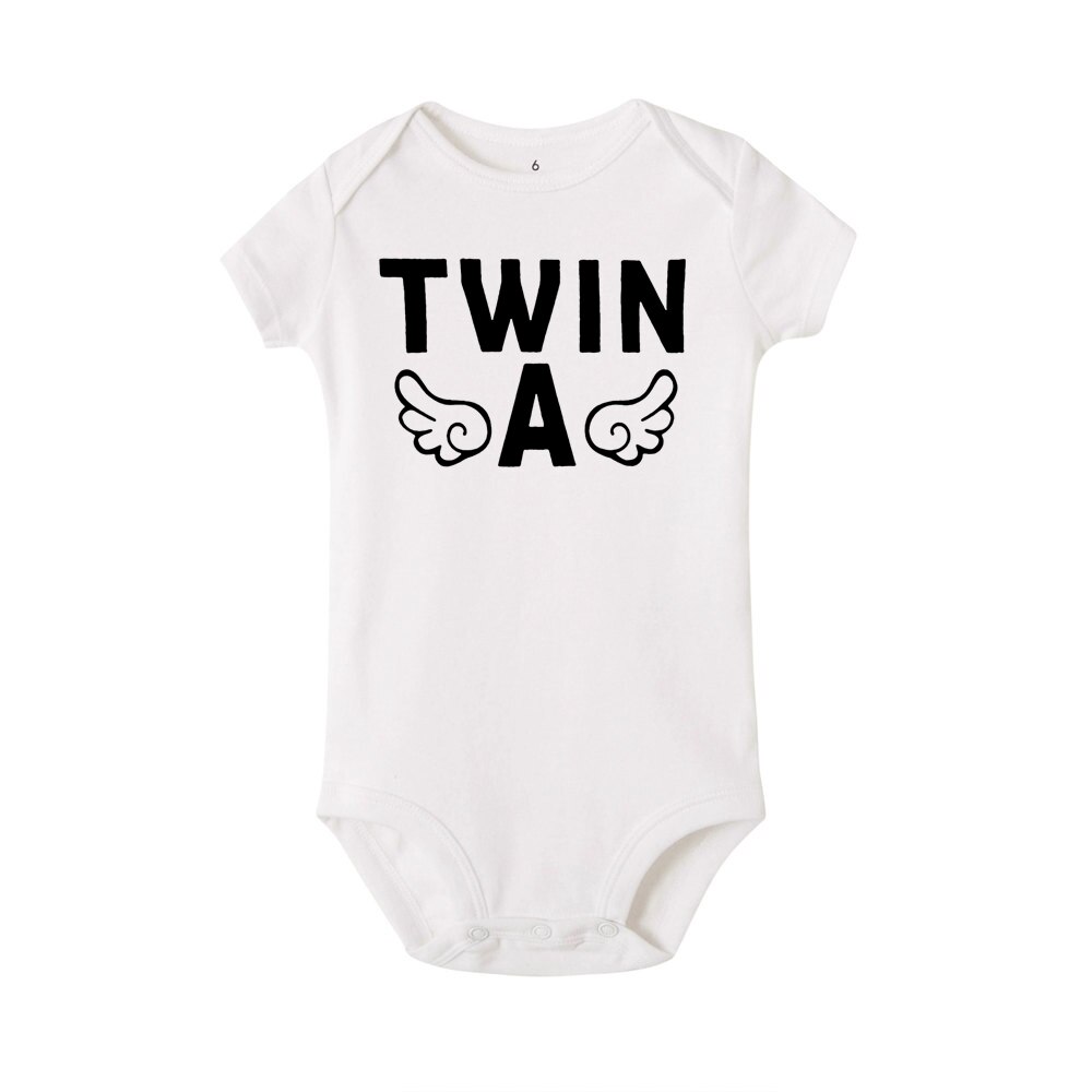 Neugeborenen Baby Jungen Mädchen Kurzarm Karosserie Zwillinge A & B Strampler Kleidung Sommer Baby Zwillinge Strampler Kleidung: Weiß / 6m