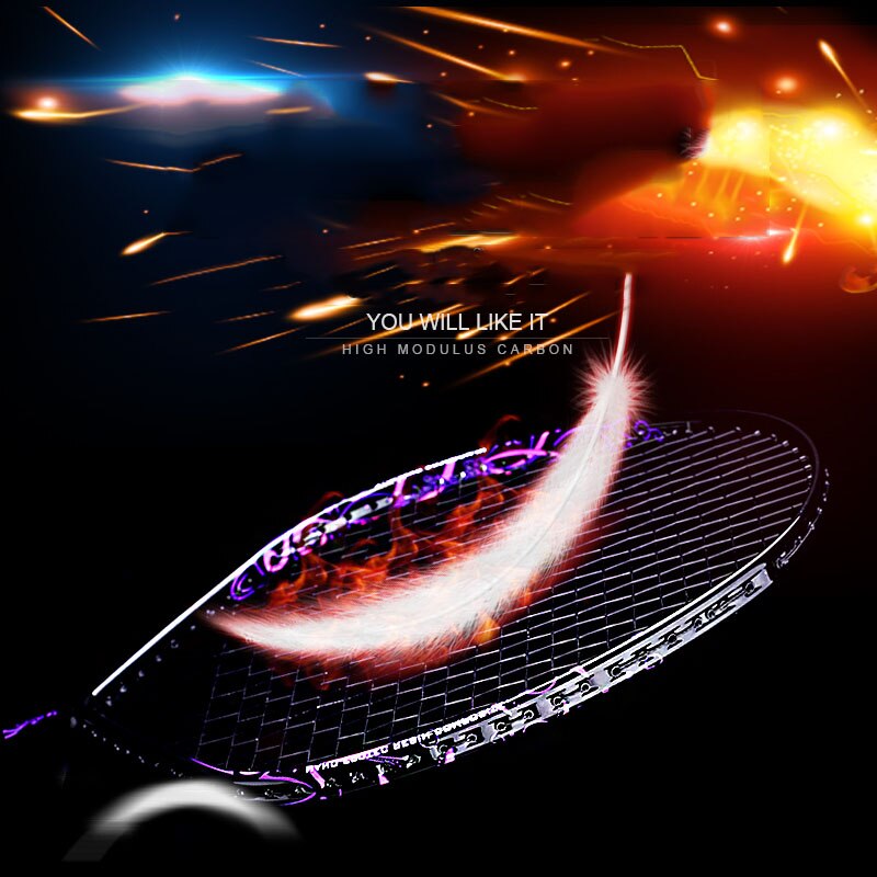 4u carbon v-formet badmintonketcher letvægts offensiv enkelt skud med string paddle ketcher træningstilbehør
