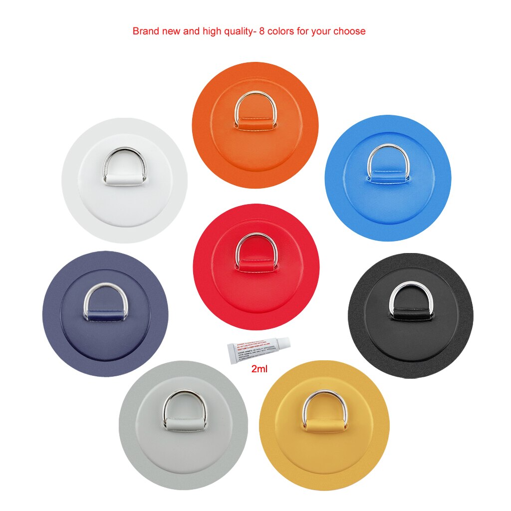 Almohadilla de anillo en D de acero inoxidable de 11cm y 4,3 pulgadas, parche con pegamento para bote inflable de PVC, balsa, bote, canoa, Kayak, tabla de surf, SUP Tie Down