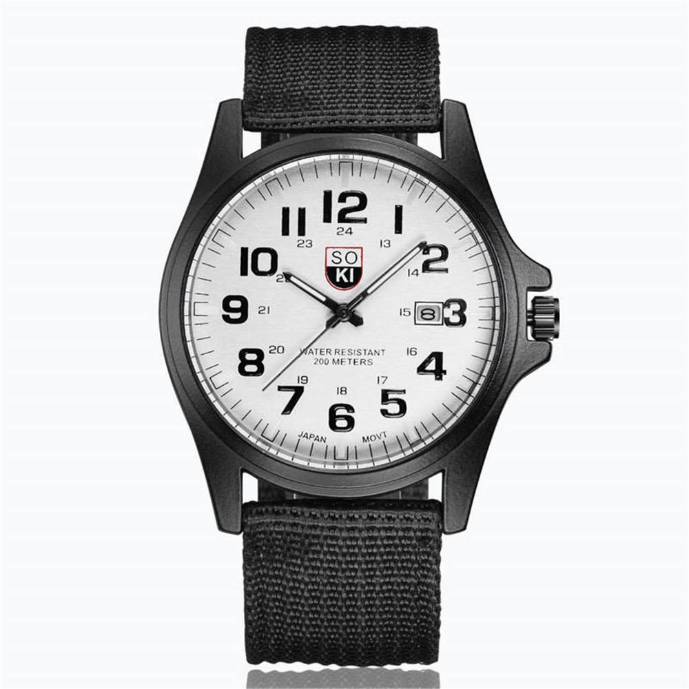 Luxe Heren Horloges Business Horloge Nylon Band Analoge Quartz Horloge Paar Nylon Strap Analoge Heren Sport Horloges: A
