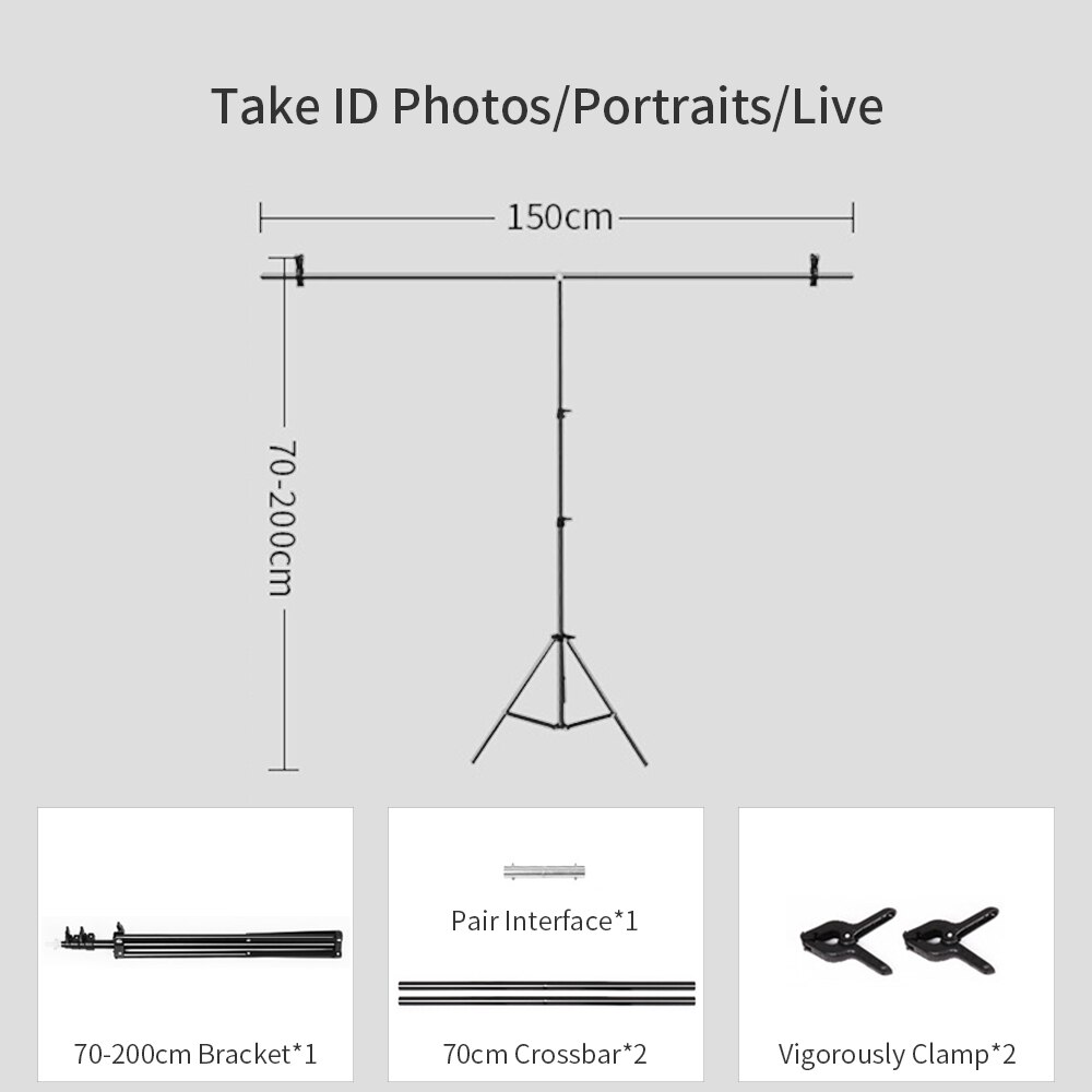 T-shape Backdrop Background Stand Support Photography Photo Studio Metal Green Screen Frame Backdrop Bracket: 150cmx200cm