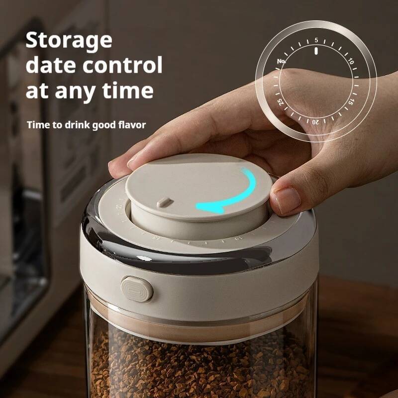 500/1100/1700ml Vacuum Coffee Sealed Jar With Date Tracker And Waking Bean Vae Storage Containers For Grain, Snack, Sugar, Tea