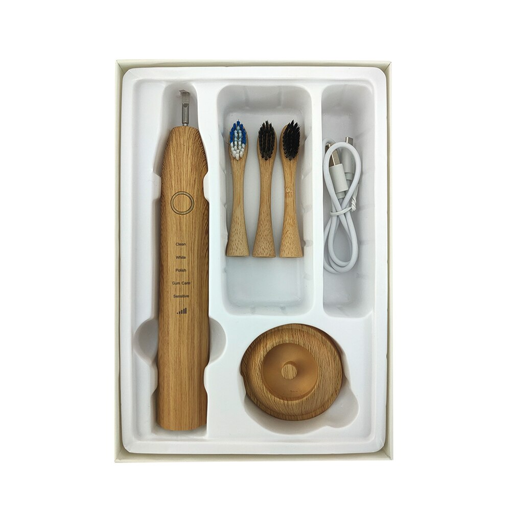 Cepillos de dientes eléctricos de bambú cerdas de Nylon-Biodegradable Natural ecológico Compostable reutilizable vegano