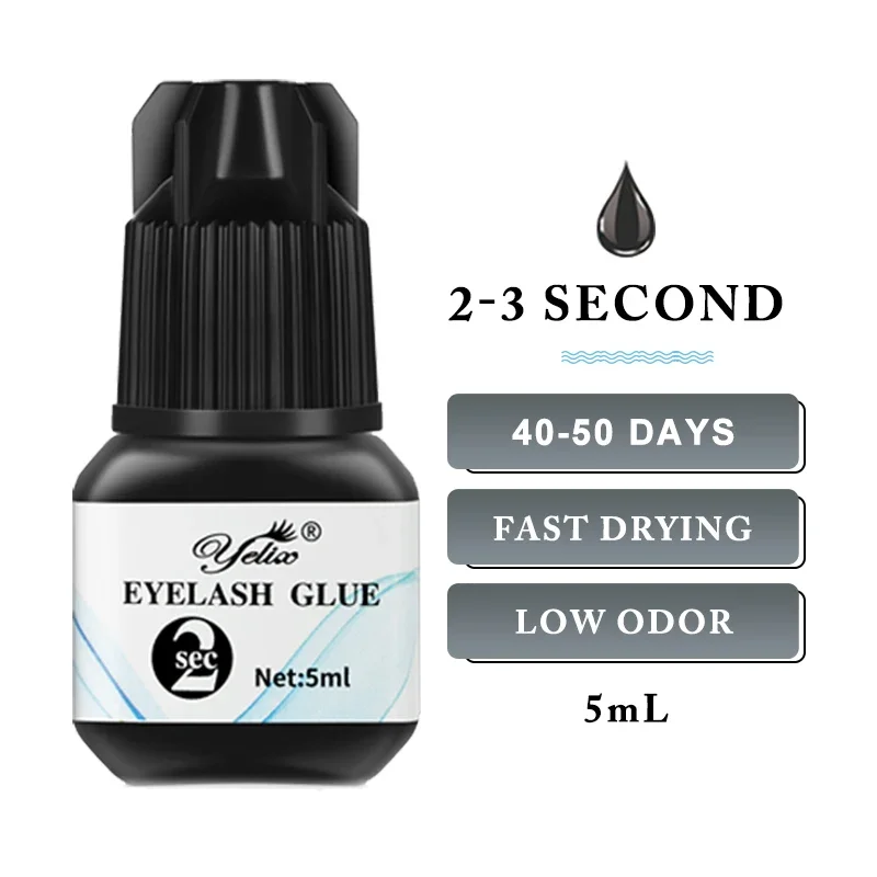 Yelix vippelim 5ml 0.5s 1s 2s 3s vippelim hurtigtørkende sterkt lim til falske vippeextensions: Gulbrun