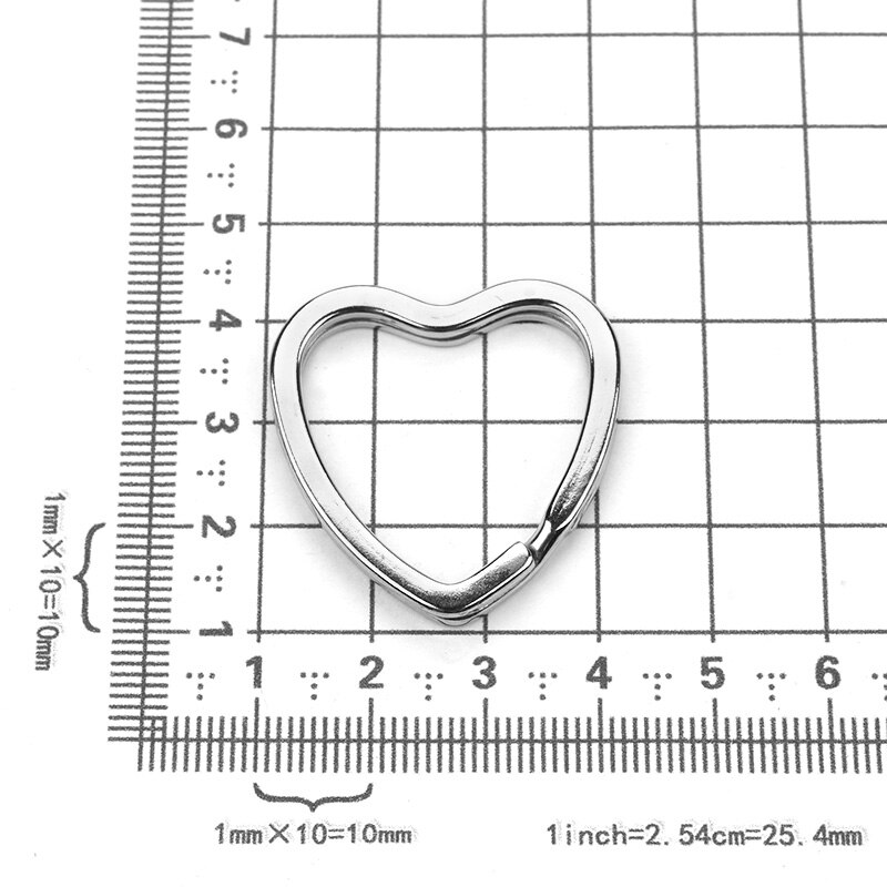 Anéis de chaveiro, 10 pçs/lote liga de metal, prata, cor coração, formato de estrela, chaveiro, diy, jóias para chave do carro: heart