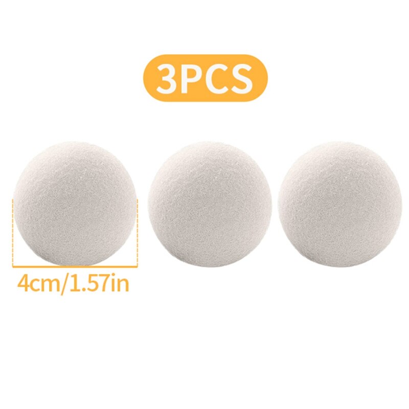 1/3Pcs Wol Droger Ballen Herbruikbare Waterontharder Wasgoed Drogen Wol Bal Thuis Wassen Ballen Drogen Kleding Wasmachine gereedschap: 3Pcs 4cm