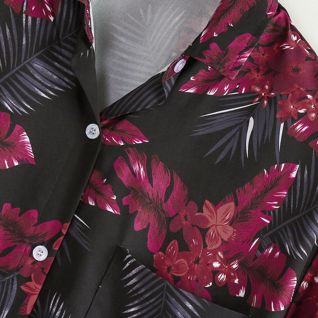 3xl pluss størrelse kortermet skjorte herre flerfarget bluse kortermede løse skjorter bladtrykk uformelle topper for menn chemise homme