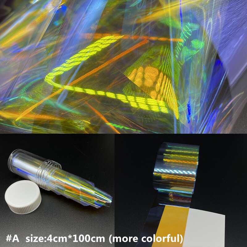 Papel de celofán para decoración de manicura, lámina de vidrio Aurora de 100CM, de tendencia de uñas coreanas, cubitos de hielo: A