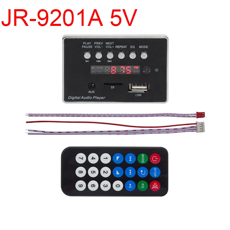 MP3 decoder Black Card FM 5V 12V JR-9201A Player Car Audio With Remote Control Suitable for Car and Home Radio